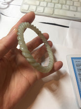 Load image into Gallery viewer, 60mm Certified Type A 100% Natural Green, Gray, Brown & Black Flying Dandelion Vintage Twist Style Nephrite Jade Bangle JT8-1112
