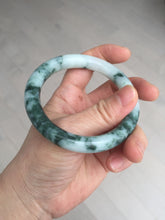 Load image into Gallery viewer, 55.5mm certified 100% natural Type A silent snow and green fire forest round cut jadeite jade bangle AA35-4285