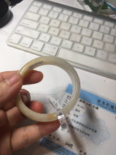 Load image into Gallery viewer, 47.5mm certified 100% natural Type A icy watery light green yellow white oval jadeite jade bangle PC18-6668
