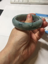 Load image into Gallery viewer, 53mm certified 100% natural Type A green white with green floating flowers chubby jadeite bangle PB241-9548