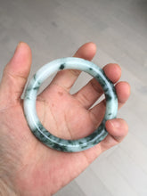 Load image into Gallery viewer, 55.5mm certified 100% natural Type A silent snow and green fire forest round cut jadeite jade bangle AA35-4285