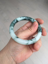 Load image into Gallery viewer, 55.5mm certified 100% natural Type A silent snow and green fire forest round cut jadeite jade bangle AA35-4285