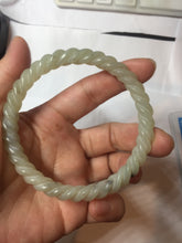 Load image into Gallery viewer, 60mm Certified Type A 100% Natural Green, Gray, Brown & Black Flying Dandelion Vintage Twist Style Nephrite Jade Bangle JT8-1112