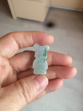 Load image into Gallery viewer, Type A 100% Natural light green jadeite jade cute baby bear pendant BG44