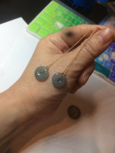 Load image into Gallery viewer, 12.5mm 100% Natural blue gray green safe and sound donut button Guatemala jadeite Jade dangling earring AM76