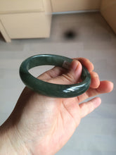 Load image into Gallery viewer, 52.5mm certified type A 100% Natural watery dark green/black oval Jadeite jade bangle BF77-1092