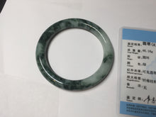 Load image into Gallery viewer, 56mm certified 100% natural Type A silent snow and green forest round cut jadeite jade bangle AA36-4282
