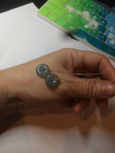 Load image into Gallery viewer, 12.5mm 100% Natural blue gray green safe and sound donut button Guatemala jadeite Jade dangling earring AM76