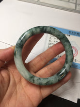 Load image into Gallery viewer, 56mm certified 100% natural Type A silent snow and green forest round cut jadeite jade bangle AA36-4282