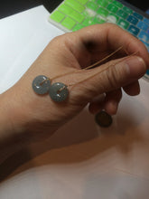 Load image into Gallery viewer, 12.5mm 100% Natural blue gray green safe and sound donut button Guatemala jadeite Jade dangling earring AM76