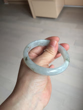 Load image into Gallery viewer, 57.7mm certificated Type A 100% Natural icy watery light green/white with dark green floating flowers Jadeite Jade bangle AD103-5251