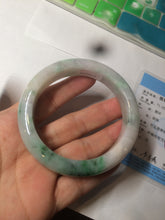 Load image into Gallery viewer, 57.7mm certificated Type A 100% Natural sunny green/white/purple Jadeite Jade bangle AY49-4128