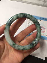 Load image into Gallery viewer, 56mm certified 100% natural Type A silent snow and green forest round cut jadeite jade bangle AA36-4282