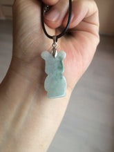 Load image into Gallery viewer, Type A 100% Natural light green jadeite jade cute baby bear pendant BG44