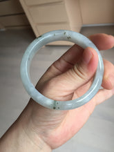 Load image into Gallery viewer, 57.7mm certificated Type A 100% Natural icy watery light green/white with dark green floating flowers Jadeite Jade bangle AD103-5251
