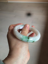 Load image into Gallery viewer, 57mm Certificated Type A 100% Natural white/sunny green/purple jadeite jade bangle C90-9145