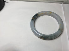 Load image into Gallery viewer, 58mm 100% Natural type A green purple white carved flowers and golden-painted round cut Jadeite Jade bangle PJ64
