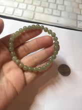 Load image into Gallery viewer, 6.1mm 100% Natural Light Green, Gray & Black Nephrite Jade Round Bead Bracelet HT135 Add on item