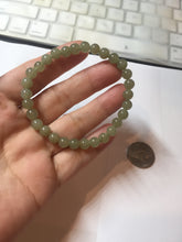 Load image into Gallery viewer, 6.1mm 100% Natural Light Green, Gray & Black Nephrite Jade Round Bead Bracelet HT135 Add on item