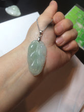 Load image into Gallery viewer, Certified type A 100% Natural icy watery green Jadeite Jade leaf pendant BH59-5-2611
