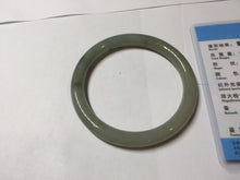 Load image into Gallery viewer, 54.5mm Certified type A 100% Natural light green gray black slim round cut Jadeite bangle PA197-2440