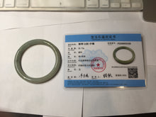 Load image into Gallery viewer, 54.5mm Certified type A 100% Natural light green gray black slim round cut Jadeite bangle PA197-2440