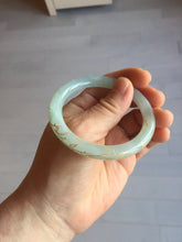 Load image into Gallery viewer, 52.2mm 100% Natural type A icy watery light green carved and golden-painted round cut slim Jadeite Jade bangle BH129