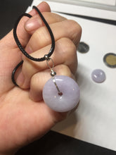 Load image into Gallery viewer, Type A 100% Natural light purple white Jadeite Jade Safety Guardian Button donuts Pendant group BP55