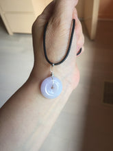 Load image into Gallery viewer, Type A 100% Natural light purple white Jadeite Jade Safety Guardian Button donuts Pendant group BP55
