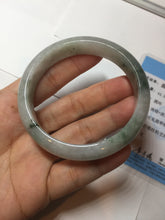 Load image into Gallery viewer, 54.5mm Certified 100% natural Type A light purple with green floating flowers jadeite jade bangle BN14-7084