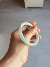 Load image into Gallery viewer, 52.2mm 100% Natural type A icy watery light green carved and golden-painted round cut slim Jadeite Jade bangle BH129