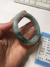Load image into Gallery viewer, 57mm Certified Type A 100% Natural sunny green/gray/black chubby Jadeite bangle PB243-9556