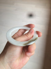 Load image into Gallery viewer, 53mm certified Type A 100% Natural white/brown flat style Jadeite jade bangle C89-4