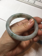 Load image into Gallery viewer, 54.5mm Certified 100% natural Type A light purple with green floating flowers jadeite jade bangle BN14-7084