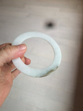 Load image into Gallery viewer, 53mm certified Type A 100% Natural white/brown flat style Jadeite jade bangle C89-4