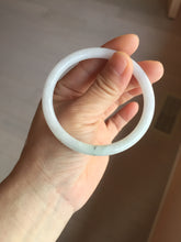 Load image into Gallery viewer, 56.5mm 100% natural Type A light green white round cut jadeite jade bangle BL89-4671