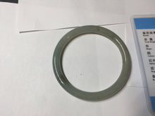 Load image into Gallery viewer, 54.5mm Certified type A 100% Natural light green gray black slim round cut Jadeite bangle PA198-2454