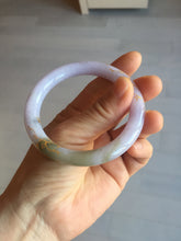 Load image into Gallery viewer, 54.5m Type A 100% Natural light purple brown white carved branches and flowers and golden-painted round cut jadeite jade bangle BH128