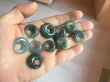 Load image into Gallery viewer, 100% natural Type A dark green blue gray Guatemala jadeite safety Guardian ring pendant PD12