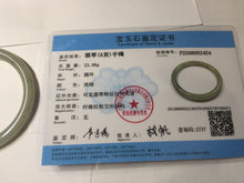 Load image into Gallery viewer, 54.5mm Certified type A 100% Natural light green gray black slim round cut Jadeite bangle PA198-2454