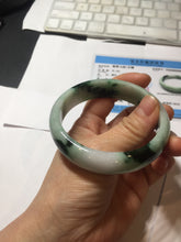 Load image into Gallery viewer, 59.2mm Certified Type A 100% Natural sunny green/dark green/purple/white Spring Forest broad Jadeite bangle PH71-0574