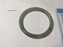 Load image into Gallery viewer, 54.5mm Certified type A 100% Natural light green gray black slim round cut Jadeite bangle PA198-2454