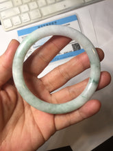 Load image into Gallery viewer, 59mm certified Type A 100% Natural green white flat round cut Jadeite Jade bangle PH217-3245