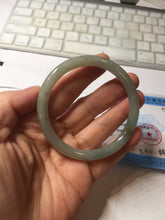 Load image into Gallery viewer, 54.5mm Certified type A 100% Natural light green gray black slim round cut Jadeite bangle PA198-2454