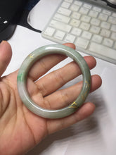 Load image into Gallery viewer, 54.2mm certified 100% natural Type A sunny green gray purple carved and golden-painted round cut jadeite jade bangle PJ65