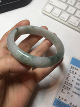 Load image into Gallery viewer, 54.5mm Certified 100% natural Type A light purple with green floating flowers jadeite jade bangle BN14-7084
