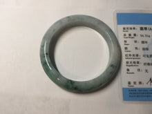 Load image into Gallery viewer, 55.5mm Certified Type A 100% Natural light green purple with floating flowers Jadeite bangle AY129-6645