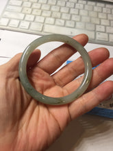 Load image into Gallery viewer, 54.5mm Certified type A 100% Natural light green gray black slim round cut Jadeite bangle PA198-2454
