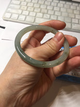 Load image into Gallery viewer, 54.5mm Certified type A 100% Natural light green gray black slim round cut Jadeite bangle PA198-2454