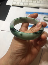 Load image into Gallery viewer, 59.2mm Certified Type A 100% Natural sunny green/dark green/purple/white Spring Forest broad Jadeite bangle PH71-0574